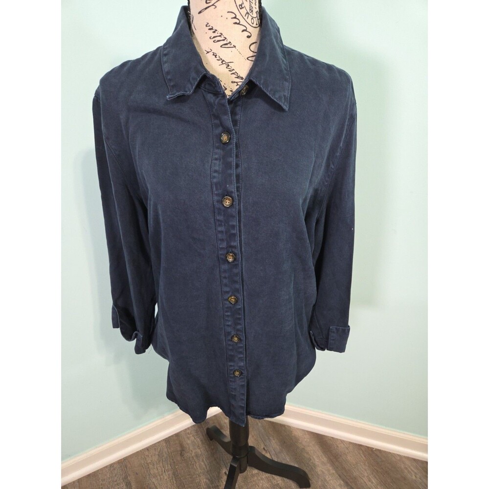 Pulp Anthro Rolled Sleeve Button-up Shirt Relaxed Fit Artist blue large
